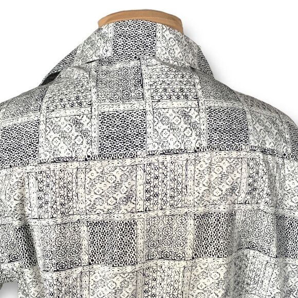 Equipment HQ Design Intl Black White Abstract Patchwork Shirt Short Sleeve - Picture 6 of 12